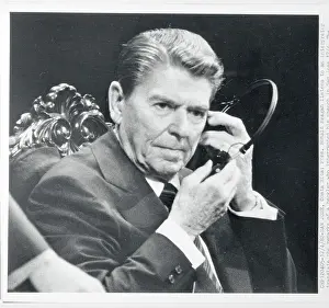 San Jose Prints: Ronald Reagan Listening to Interpreter