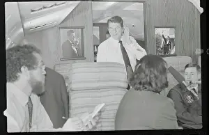Ronald Reagan Listening to Reporter's on Air Force One
