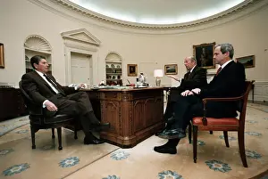 Ronald Reagan Meets with George Shultz