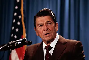 Asheville Prints: Ronald Reagan at Microphones