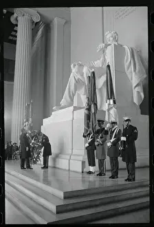 Ronald Reagan Placing Wreath at Lincoln Memorial