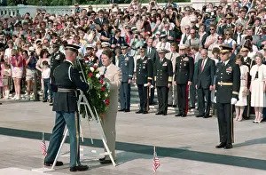Ronald Reagan Placing Wreath at Tomb
