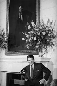 Ronald Reagan Posing During Star Wars Presentation