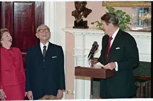 Ronald Reagan Presenting Award to Irving R. Kaufman