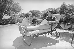 Ronald Reagan Relaxing with Wife