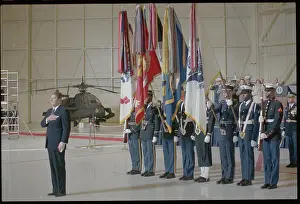 Ronald Reagan Saluting During National Anthem