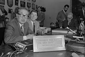 Ronald Reagan and S.I. Hayakawa at a News Conference