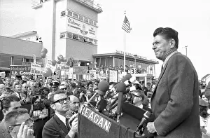 Ronald Reagan Speaking to Crowd