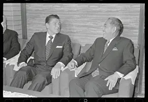 Sato Eisaku Prints: Ronald Reagan Speaking with Eisaku Sato