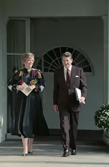 Ronald Reagan Walking with Daughter Maureen