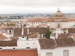 évora District Prints: Roofs of Evora and landscape of Alentejo