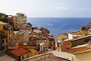 Images Dated 26th September 2015: Roofs and Terraces of Riomaggiore, Cinque Terre, Italy