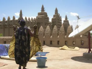 Adobe Collection: rooftop laundry looking at Great Mosque of DjennA