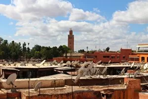 Images Dated 11th October 2015: Rooftops of Marrakech and Koutoubia at the bottom