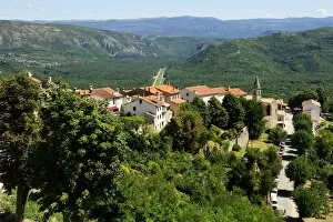 Rooftops of Motovun with hinterland, Motovun, Istria, Croatia