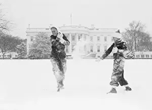 Classical Revival Prints: Roosevelt Grandchildren Playing in the Snow