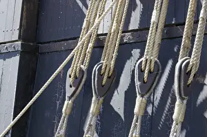 Maritime Prints: Ropes and pulleys on a ship