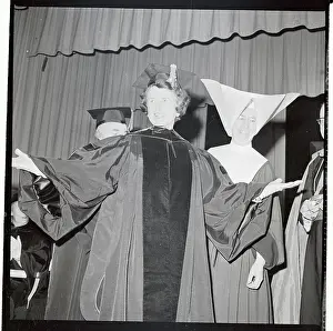 Rose Kennedy with Arms Outstretched in College Robe