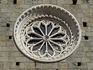 Images Dated 29th May 2016: Rose Window, Main Facade Of Saint Peter Church, Corniglia, Cinque Terre National Park, Italy