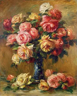 Oil Painting Prints: Roses in a Vase, c1910. Artist: Pierre-Auguste Renoir
