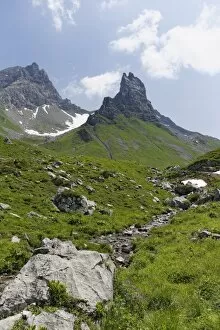 Images Dated 14th July 2013: Rote Wand Mountain and Rothorn Mountain, Upper Laguz Alps, Grosses Walsertal Biosphere Park