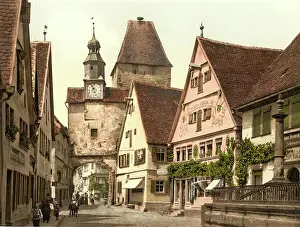 Rothenburg ob der Tauber, Bavaria, Germany, Historic, digitally restored reproduction of a photochromic print from the 1890s