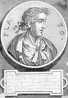 Wreath Prints: Round Engraving Bust Of Plato