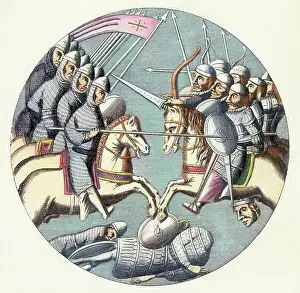 Crusader Prints: Round Medieval Illus. Moslems/Crusaders