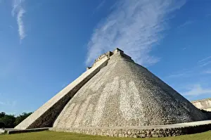 Rounded Mayan Step Pyramid with Blue Sky, Uxmal