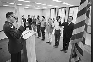 Oath Prints: Row Of Inductees Being Sworn Into Army