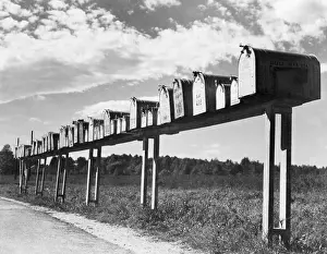 Mail Prints: Row Of Mailboxes On Rural Street