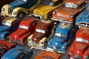 Row of model cars, close-up