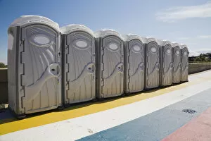 Images Dated 2nd September 2012: Row of portable toilets outdoors, Montreal, Quebec Province, Canada