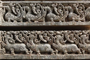 Karnataka Gallery: Rows of figurines on the wall of Kesava Temple, Keshava Temple, Hoysala style, Somnathpur