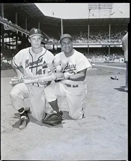Roy Campanella And Ed Mathews Holds Bats