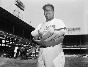 Roy Campanella Holding Baseball Bats