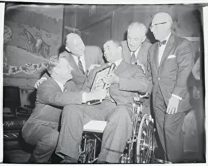 Jacob K Prints: Roy Campanella Posing with Award and Supporters