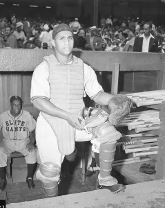 Dugout Prints: Roy Campanella Standing in a Dugout
