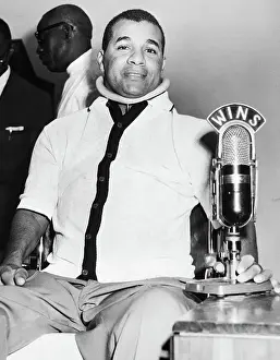 Neck Prints: Roy Campanella W/Neck Brace @ Microphone