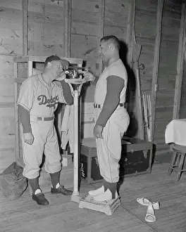 Shock Prints: Roy Campanella Weighing Himself on Scale