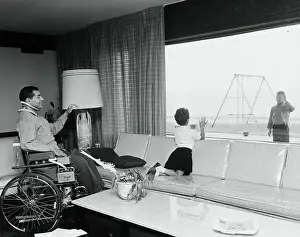 Glen Cove Prints: Roy Campanella in Wheelchair near His Children
