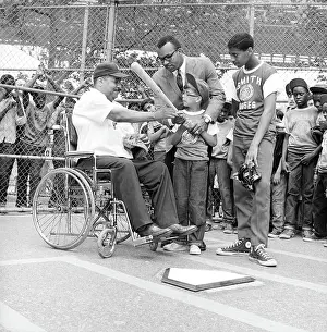 Retiree Prints: Roy Campanella In Wheelchair W/Kids