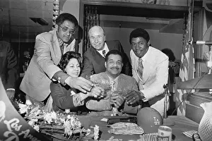 Roy Campanella and Wife Toasting with Peers on Movie Finish