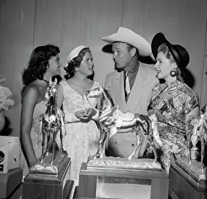 Prints of American actress Natalie Wood, Roy Rogers daughter Cheryl Rogers, American actor and singer Roy Rogers, and American actress Mala Powers Grace, Glamour & Timeless Elegance: Roy Rogers Safety Awards