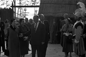 Prints of JAMESTOWN, VA - OCTOBER 16: Queen Elizabeth II is given a guided tour of the re-created Jamestown Fort in Jamestown, Virginia. (Photo by Michael Ochs Archives/Getty Images) Queen Elizabeth II Prints: Royal Visit To Virginia