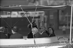 Prints of WEST GERMANY - MAY 1965: Queen Elizabeth II and Prince Philip, Duke of Edinburgh take a boat ride in May 1965 in West Germany. (Photo by Michael Montfort/Michael Ochs Archives/Getty Images) Queen Elizabeth II Prints: Royal Visit To West Germany