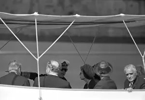 Prints of WEST GERMANY - MAY 1965: Queen Elizabeth II and Prince Philip, Duke of Edinburgh take a boat ride in May 1965 in West Germany. (Photo by Michael Montfort/Michael Ochs Archives/Getty Images) Queen Elizabeth II Prints: Royal Visit To West Germany