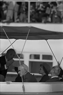 Prints of WEST GERMANY - MAY 1965: Queen Elizabeth II and Prince Philip, Duke of Edinburgh take a boat ride in May 1965 in West Germany. (Photo by Michael Montfort/Michael Ochs Archives/Getty Images) Queen Elizabeth II Prints: Royal Visit To West Germany