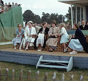 Prints of View of members of the British royal family on a reviewing stand on Smith's Lawn at Windsor Great Park, Windsor, England, June 23, 1957 Queen Elizabeth II Prints: Royals At A Polo Match In Windsor Great Park