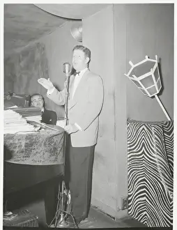 Rudy Vallee at Microphone in El Morocco Club